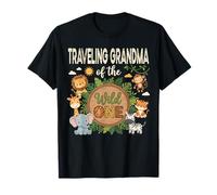 Abuela Viajera del Salvaje Primer Cumpleaños Safari Camiseta