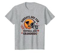 Abuelas de fútbol: Los domingos Son para el fútbol y los Nietos Camiseta, Niños, Gris Jaspeado, 8 años