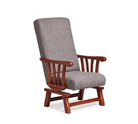 Abuelo a Gusto - Mecedora Clásica con Brazos de Madera de Haya. Tapizado en Tela Antimanchas. Respaldo Recto, Ideal para Personas Mayores o Abuelitas. (111x57x83 cm) [Gris, Cerezo]