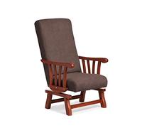 Abuelo a Gusto - Mecedora Ergonómica con Brazos de Madera de Haya. Tapizado en Tela Antimanchas. Diseño Clásico y Respaldo Recto para Uso Geriátrico o Domiciliario (111x57x83 cm) [Marrón, Cerezo]