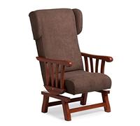 Abuelo a Gusto - Mecedora Ergonómica con Orejas Apoyacabeza y Brazos de Madera de Haya. Tapizado en Tela Antimanchas. Ideal para Uso Geriátrico o Residencial (111x57x83 cm) [Marrón, Cerezo]