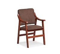 Abuelo A Gusto- Silla Comedor con Brazos de Madera en Cerezo. Tela Antimanchas (Medidas: 86x54x54 cm). Especial Personas Mayores, Espalda Recta. (Marrón)