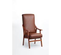 Abuelo a Gusto - Silla con Brazos en Madera de Cerezo. Polipiel Marrón Ignífuga, Antiorina y Repelente al Agua. Ideal para Personas Mayores o Centros Geriátricos (115x71x57 cm) [Polipiel Marrón]