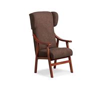 Abuelo a Gusto - Silla Ergonómica con Brazos y Orejas Apoyacabeza en Madera de Cerezo. Tapizado Antimanchas para Personas Mayores o Centros Geriátricos (115 x 71 x 57 cm) [Marrón]