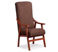 Abuelo a Gusto | Silla Respaldo Alto Goya Marrón - Silla con Brazos para Personas Mayores - 117x57x70 cm - Sentada Alta - Postura Recta - Tela Antimanchas - Geriátrica, Cómoda y Estable, Uso Diario