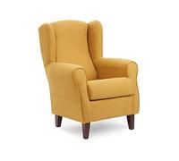 Abuelo A Gusto | Sillón Orejero Individual Roma - Compacto para Salón y Dormitorio - 106x74x78cm - Butaca de Lectura Cómoda y Ligera - Tela Antimanchas, Respaldo Alto y Sentada Firme (Mostaza)