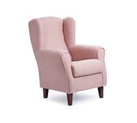 Abuelo A Gusto | Sillón Orejero Individual Roma - Compacto para Salón y Dormitorio - 106x74x78cm - Butaca de Lectura Cómoda y Ligera - Tela Antimanchas, Respaldo Alto y Sentada Firme (Rosa)
