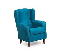 Abuelo A Gusto | Sillón Orejero Individual Roma - Compacto para Salón y Dormitorio - 106x74x78cm - Butaca de Lectura Cómoda y Ligera - Tela Antimanchas, Respaldo Alto y Sentada Firme (Azul)