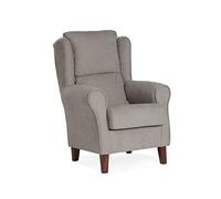 Abuelo a Gusto - Sillón Orejero Venecia con Respaldo Doble Acolchado y Sentada Corta. Tapizado en Tela Antimanchas y Patas Nogal. Ideal para Personas Mayores o Movilidad Reducida (109x74x89 cm) [Gris]