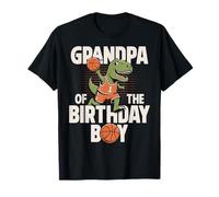 Abuelo del cumpleañero T-Rex Dino Basketball Birthday Camiseta