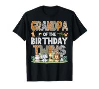 Abuelo Del Cumpleaños Gemelos Safari Wild One Zoo Animal Camiseta