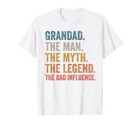 Abuelo El Hombre El Mito La Leyenda La Mala Influencia Camiseta gráfica económica, Hombre, Blanco, XL