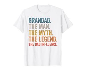 Abuelo El Hombre El Mito La Leyenda La Mala Influencia Camiseta gráfica económica, Hombre, Blanco, XL