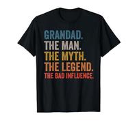 Abuelo El Hombre El Mito La Leyenda La Mala Influencia Camiseta gráfica económica, Hombre, Negro, S