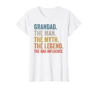 Abuelo El Hombre El Mito La Leyenda La Mala Influencia Camiseta gráfica económica, Mujer, Blanco, M