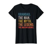 Abuelo El Hombre El Mito La Leyenda La Mala Influencia Camiseta gráfica económica, Mujer, Negro, M