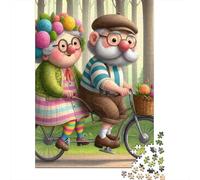 Abuelos en Bicicleta Juntos Puzzle De 1000 Trozos Papel Grueso Rompecabezas Compatible con Tabla Personas Que Aman Entrenamiento Cerebral 70x50cm/1000pcs