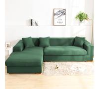 ABUKJM Funda Sofa Chaise Long Se Deben Comprar Dos artículos. Sofa Cover combinada para Sala de Estar, Anti Gatos, a Prueba de Polvo, Lavable a máquina (3-Seater 190-225cm,Green)