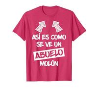 Abuleo Molón Regalo Divertido Mejor Abuelo Día del Padre Camiseta, Hombre, Rojo Jaspeado, L