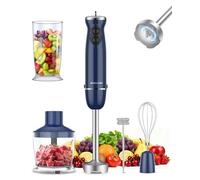 Abuler Batidora de mano de 800 W, 5 en 1, 12 velocidades, sin BPA, acero inoxidable 304, picadora, batidor, espumador de leche, vaso para batidos, alimentos para bebés, salsa