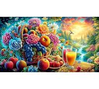 Abundant Frutas and Flowers in Front of Country Cottage Puzzle de 1000 Piezas - Juego edugatoivo diFícil & Estimulante Regalo para Adultos y niños 75x50/1000pcs