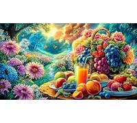 Abundant Frutas and Flowers in Front of Country Cottage Puzzle de 1000 Piezas - Juego edugatoivo diFícil & Estimulante Regalo para Adultos y niños 75x50/1000pcs