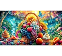Abundant Frutas and Flowers in Front of Country Cottage Puzzle de 1000 Piezas para niños - Juego Divertido & Estimulante para Adultos y Familia 75x50/1000pcs