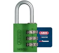 Abus 145/30_VERDE - Candado aluminio combinacion 30mm 3 dígitos verde | Código numérico de 3 dígitos sin llave - Cuerpo de aluminio anodizado - Diámetro de las patillas 5 mm - 55 g - Verde