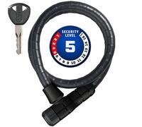 ABUS Bloqueo de cable blindado Steel-O-Flex Microflex 6615K - Bloqueo de cable de acero con blindaje de manguitos de acero - Nivel de seguridad 5