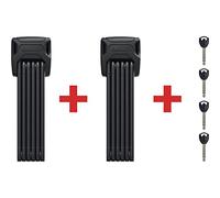 ABUS Bordo 6000K candado plegable con soporte de candado SH - juego de 2 - candados de bicicleta con cilindro XPlus para alta protección contra manipulaciones - nivel de seguridad 10, negro