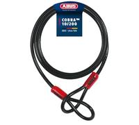 ABUS Cable de lazo Cobra 10/200 - cable de acero recubierto de plástico - 2 m de longitud, 10 mm de grosor - seguridad para accesorios de bicicletas y motos - Negro, Negro, 200 cm