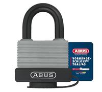 ABUS Candado 70AL/45 de Aluminio - Resistente a la Intemperie, Nivel 5 | Cuerpo de aluminio macizo con tapa protectora, canales de drenaje, cilindro de pines, doble cierre - 55x73 mm, incluye 2