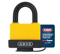 ABUS Candado 70AL/45 de aluminio macizo - resistente a la intemperie - con tapa protectora y revestimiento de plástico - nivel de seguridad ABUS 5 - amarillo