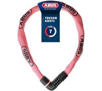 ABUS Candado de cadena 6807C - Cerradura con combinación de 360°, cadena de acero de 7 mm de grosor, código numérico de 4 dígitos - Candado para bicicleta - Longitud 110 cm, rosa