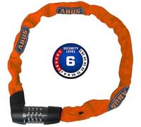 ABUS candado de cadena Tresor 1385/75 Neon - candado de combinación de acero templado - cadena cuadrada de 6 mm de grosor - nivel de seguridad 6 - 75 cm - Naranja