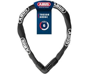 ABUS Candado de cadena Tresor 6806C, longitud 85 cm, negro | Candado de bici con código de 4 dígitos, cadena cuadrada de 6 mm y protección anticopia