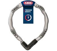 ABUS Candado de cadena Tresor 6807C Candado con código numérico con perno de 360°, cadena de acero de 7 mm de grosor, código numérico de 4 dígitos, Candado para bicicleta, Longitud 110 cm, reflectante