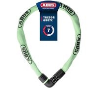 ABUS Candado de cadena Tresor 6807C - Candado con código numérico con perno de 360°, cadena de acero de 7 mm de grosor, código numérico de 4 dígitos - Candado para bicicleta - Longitud 110 cm, verde