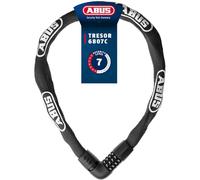 ABUS Candado de cadena Tresor 6807C: candado con combinación de 360°, cadena de acero de 7 mm de grosor, código numérico de 4 dígitos, candado para bicicleta, longitud 110 cm, negro