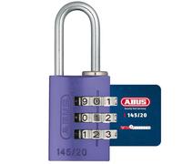ABUS Candado de combinación 145/20 morado - Candado para maletas, taquillas y mucho más. - Candado de aluminio - código de combinación ajustable individualmente - nivel de seguridad 3