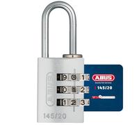 ABUS Candado de combinación 145/20 plata - Candado para maletas, taquillas y mucho más. - Candado de aluminio - código numérico ajustable individualmente - nivel de seguridad 3
