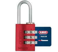 ABUS Candado de combinación 145/20 rojo - Candado para maletas, taquillas y mucho más. - Candado de aluminio - código numérico ajustable individualmente - nivel de seguridad 3
