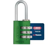 ABUS Candado de combinación 145/20 verde - Candado para maletas, taquillas y mucho más. - Candado de aluminio - código de combinación ajustable individualmente - nivel de seguridad 3