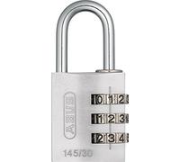 ABUS Candado de combinación 145/30 plata - Candado para maletas, taquillas y mucho más. - Candado de aluminio - código numérico ajustable individualmente - nivel de seguridad 3