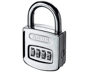 ABUS Candado de Combinación 160/50 - Código Numérico, Arco de Acero | Cuerpo cromado brillante, código de 4 dígitos personalizable, doble bloqueo del arco - nivel de seguridad 6 - 211 g