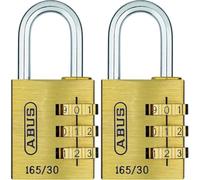 ABUS Candado de combinación 165/30, candado de latón, con código numérico ajustable individualmente, candado para maleta/casillero - ABUS -Nivel de seguridad 3 (Paquete de 2)