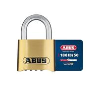 ABUS Candado de Combinación 180IB/50 - Latón, Resistente a la Intemperie | Código de 4 dígitos personalizable - arco de acero inoxidable - 52x77x24 mm - nivel de seguridad 5 - 273 g