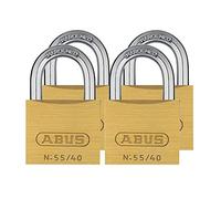 ABUS Candado de latón 55/40 Quads Set - 4 piezas, grillete endurecido | Cuerpo de latón macizo, componentes internos no corrosivos, cilindro de precisión, ideal para uso en exteriores e interiores