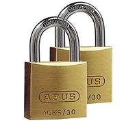 ABUS Candado de latón 65/30 - Lote de 2, cierre idéntico - cuerpo del candado de latón macizo - asa de acero templado - Nivel de seguridad ABUS 4