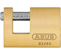 ABUS Candado de Latón 82/63 - Monobloque, Perno Acero Endurecido | Cuerpo latón macizo, perno 10 mm, cilindro de pines de precisión - para persianas, contenedores y máquinas expendedoras